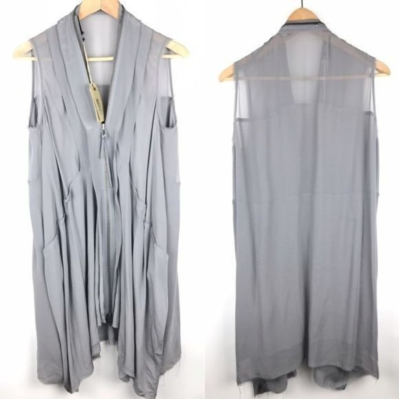 All Saints Pale Gray Lewis Dress Women's Size 6 Silk Tunic Flowy belt dress - Picture 7 of 8